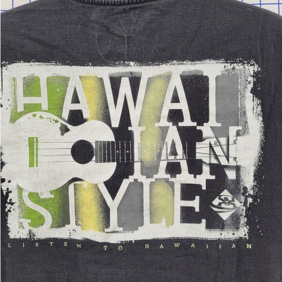 Hawaiian Style Vintage Black Tee Y2K Surf Palm Trees Graphic Single‎ Stitch - Picture 10 of 11